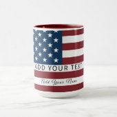 Mug Patriotic US Flag Custom Text Name (Centre)
