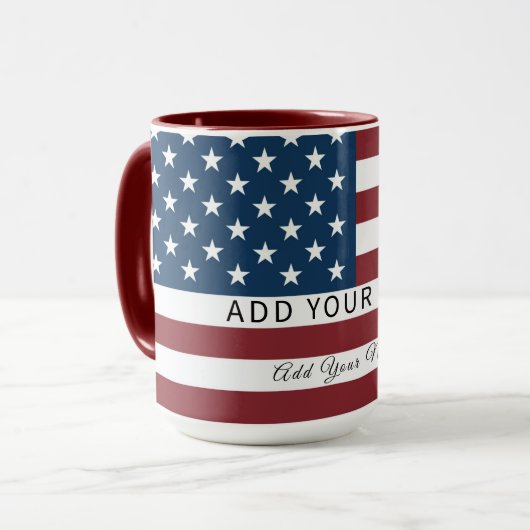 Mug Patriotic US Flag Custom Text Name (Devant gauche)