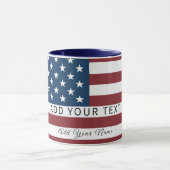 Mug Patriotic US Flag Custom Text Name (Centre)