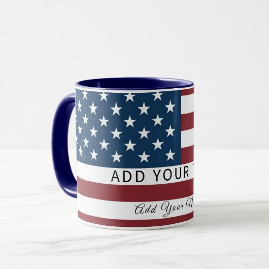 Mug Patriotic US Flag Custom Text Name (Devant gauche)