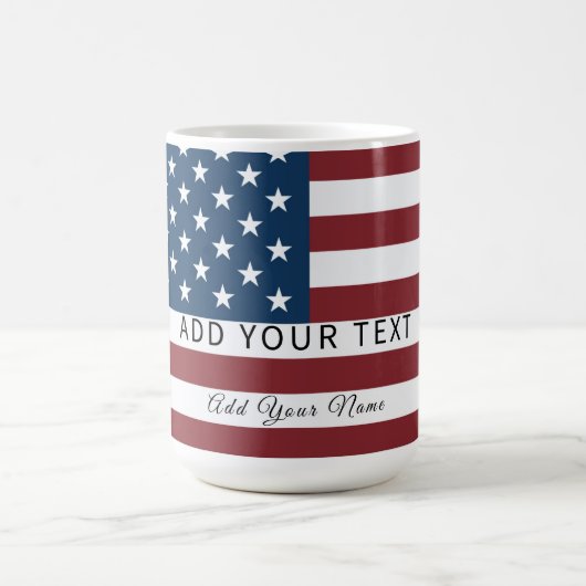 Mug Patriotic US Flag Custom Text Name  (Centre)