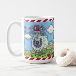 MUG PATRIOTIQUE QUATRIÈME JUILLET SHEEP, ART FOLK AMUS