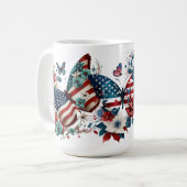 MUG PATRIOTIQUE ROUGE BLANC BLANC BUTTERFLIES FLEURS (Devant gauche)