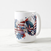 MUG PATRIOTIQUE ROUGE BLANC BLANC BUTTERFLIES FLEURS (Devant droit)