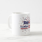 Mug Patriotique Rouge Blanc et Bleu Joyeux Fête du Tra (Devant gauche)