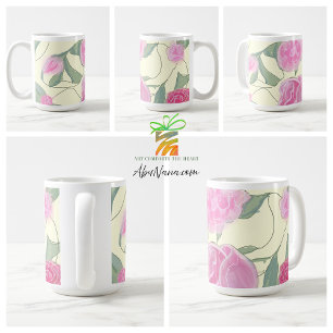 Mug Patte rose Vintage motif floral sur beige