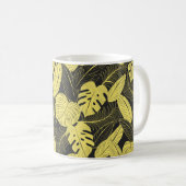 Mug Patte Tropicale Noir Jaune Deux Tons (Devant droit)