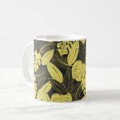 Mug Patte Tropicale Noir Jaune Deux Tons (Devant gauche)