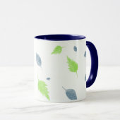 Mug Pattern Blue & Green Leaves (Devant droit)