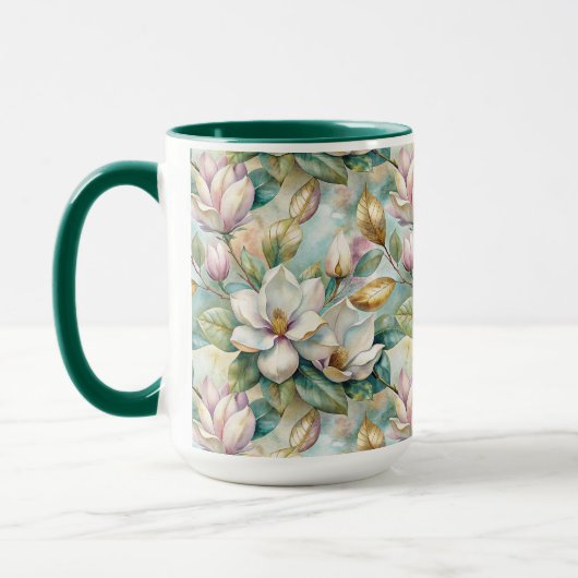 Mug Pattern Elegant Magnolia Flowers (Gauche)