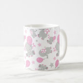 Mug Pattern of Elephants, Cute Elephants - Pink Gray (Devant droit)