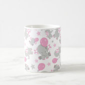 Mug Pattern of Elephants, Cute Elephants - Pink Gray (Centre)