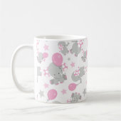 Mug Pattern of Elephants, Cute Elephants - Pink Gray (Gauche)