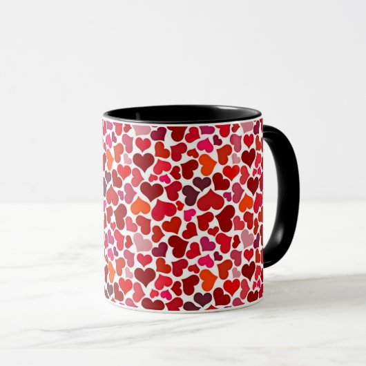 Mug Pattern of Hearts Stylish Modern Pink Red Chic (Devant droit)