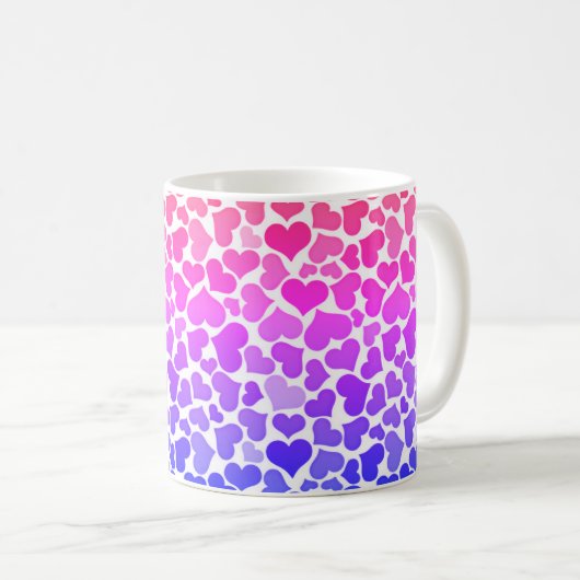 Mug Pattern of Hearts Stylish Modern Violet Pink Chic  (Devant droit)
