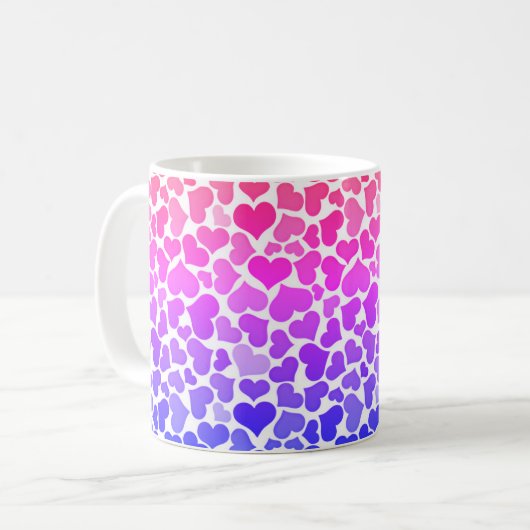 Mug Pattern of Hearts Stylish Modern Violet Pink Chic  (Devant gauche)