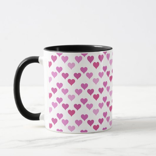 Mug Pattern of Hearts Stylish Modern White Pink Chic  (Gauche)