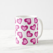 Mug Pattern of Hearts Stylish Modern White Pink Chic  (Devant droit)