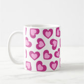 Mug Pattern of Hearts Stylish Modern White Pink Chic  (Gauche)