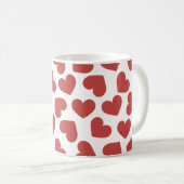 Mug Pattern of Hearts Stylish Modern White Red Chic (Devant droit)