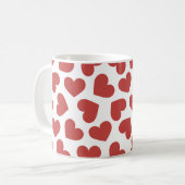 Mug Pattern of Hearts Stylish Modern White Red Chic (Devant gauche)