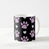 Mug Pattern of paws, Dog paws, Lilac paws, Hearts (Devant droit)