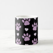 Mug Pattern of paws, Dog paws, Lilac paws, Hearts (Centre)