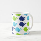 Mug Pattern of Whales, Cute Whales, Sea Animals (Devant droit)