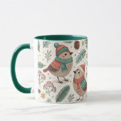 Mug Pattern Scandinavian Christmas Birds (Gauche)