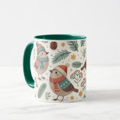 Mug Pattern Scandinavian Christmas Birds (Devant gauche)