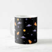 Mug Pattern space ufo orange black (Devant gauche)