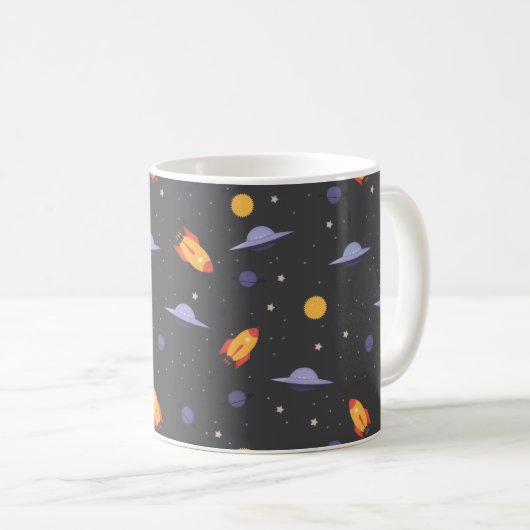 Mug Pattern space ufo orange gray (Devant droit)