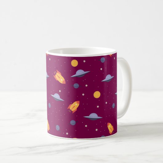 Mug Pattern space ufo orange red (Devant droit)