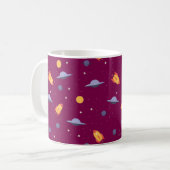 Mug Pattern space ufo orange red (Devant gauche)