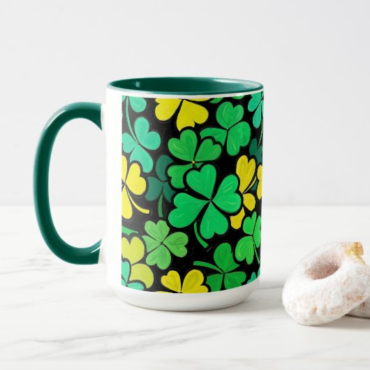 Mug Pattern St. Patrick's Day Clovers (Avec donut)