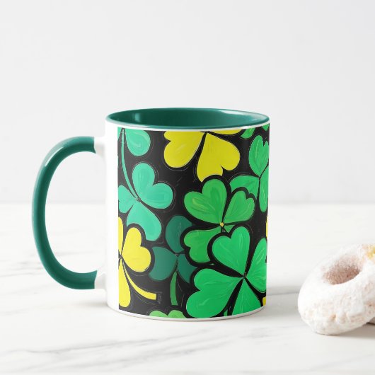 Mug Pattern St. Patrick's Day Clovers (Avec donut)