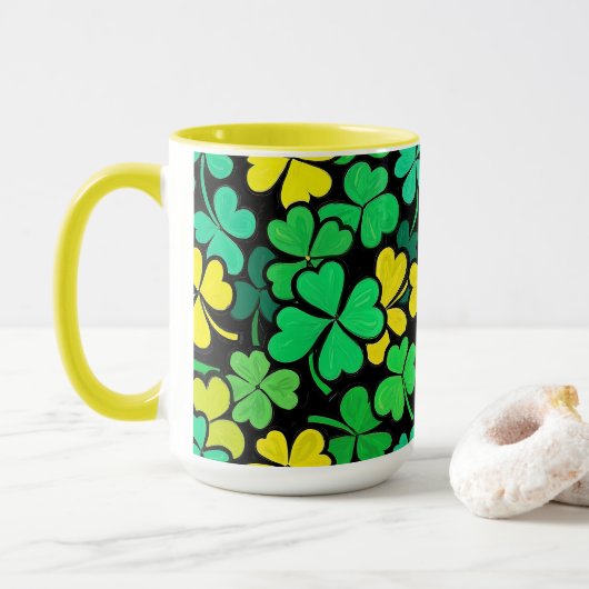 Mug Pattern St. Patrick's Day Clovers (Avec donut)