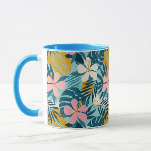 Mug Pattern tropical hibiscus (Gauche)