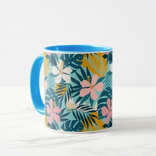 Mug Pattern tropical hibiscus (Devant gauche)