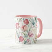 Mug Pattern Watercolor Modern Tulips (Devant droit)