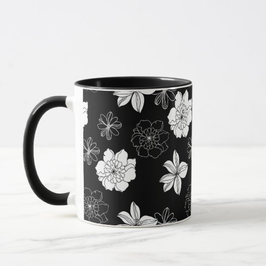 Mug Patters de Black & White Floral (Gauche)