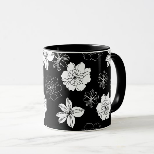 Mug Patters de Black & White Floral (Devant droit)