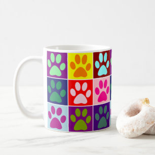 Mug Pattes multicolores dans des carrés multicolores