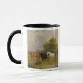 Mug Pâturage de chevaux : Juments et poulains dans un (Gauche)