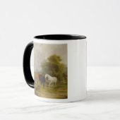 Mug Pâturage de chevaux : Juments et poulains dans un (Devant gauche)