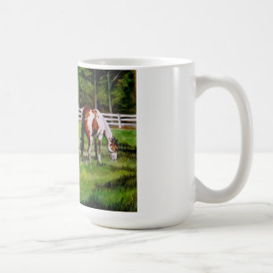 Mug Pâturage de deux chevaux de peinture
