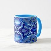 Mug PAULINA ~ Zany 3D Fractal ~ Nuances de bleu (Devant droit)
