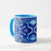Mug PAULINA ~ Zany 3D Fractal ~ Nuances de bleu (Devant gauche)