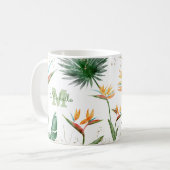 Mug Paume de feuillage Tropical Monogramme Floral Or (Devant gauche)
