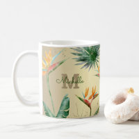 Paume Tropical Or Foliage Floral Monogramme Script
